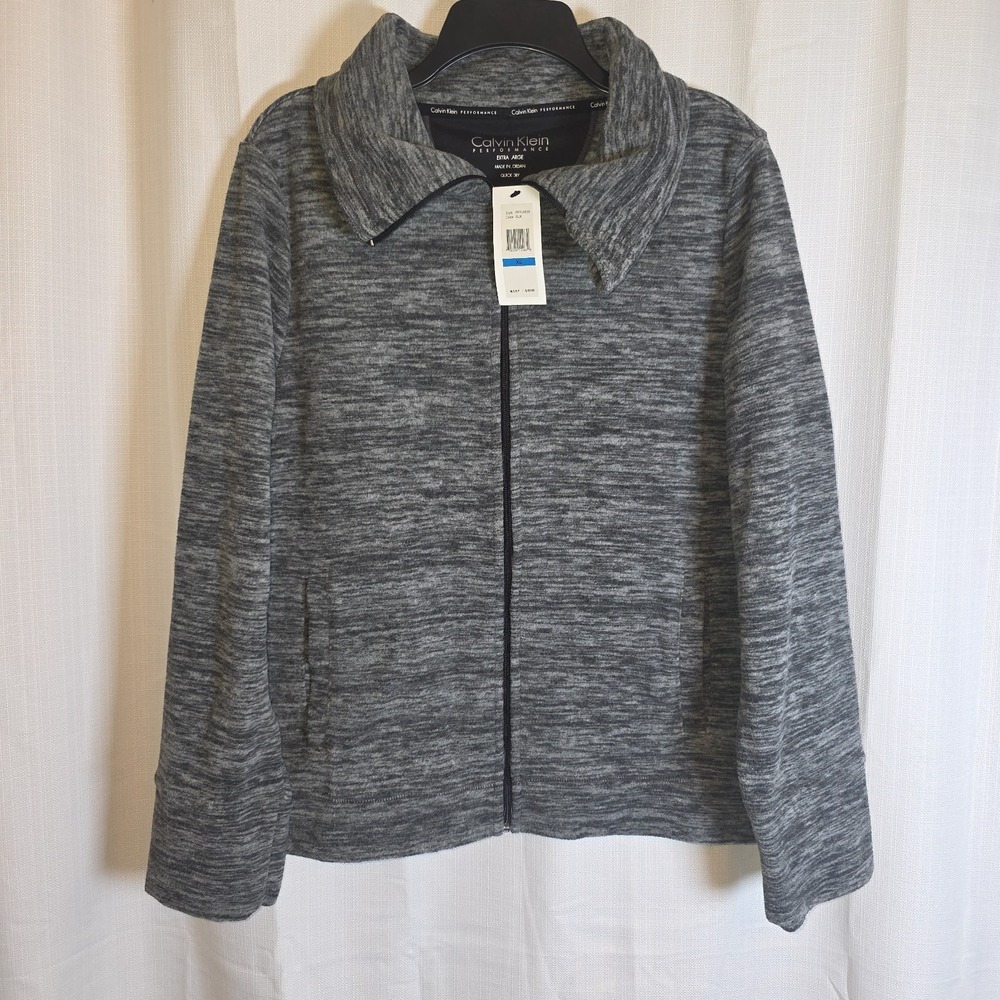 NWT Calvin Klein Performance Women's Marled Grey Full Zip Jacket Size XL